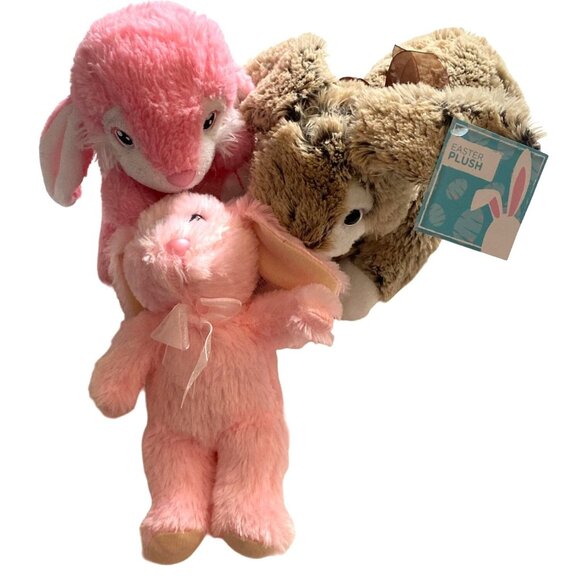 Easter Bunny-Stuffed Bunny 3 Piece Lot-Stuffed Animal Lot-Multicolor - Picture 1 of 9